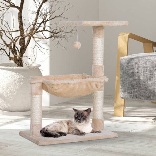 Arbre à chat avec hamac et griffoir en sisal naturel – PawHut