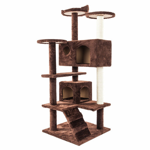 Arbre à chat avec escalier, 2 maisons et griffoirs en sisal – 132 cm