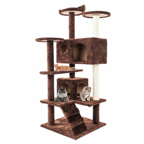 Arbre à chat avec escalier, 2 maisons et griffoirs en sisal – 132 cm