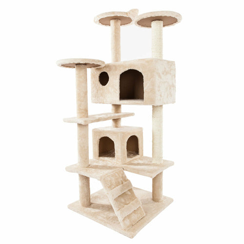 Arbre à chat avec escalier, 2 maisons et griffoirs en sisal – 132 cm